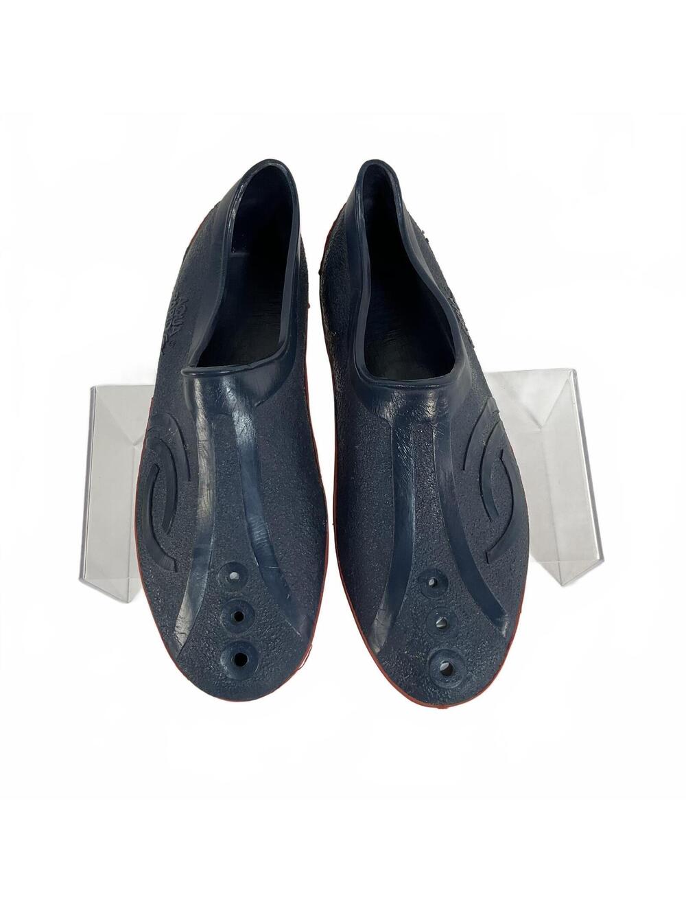 Vintage Made in Italy Minimalist Slip-On Wet Shoes Size 36-37 Navy Red Sole